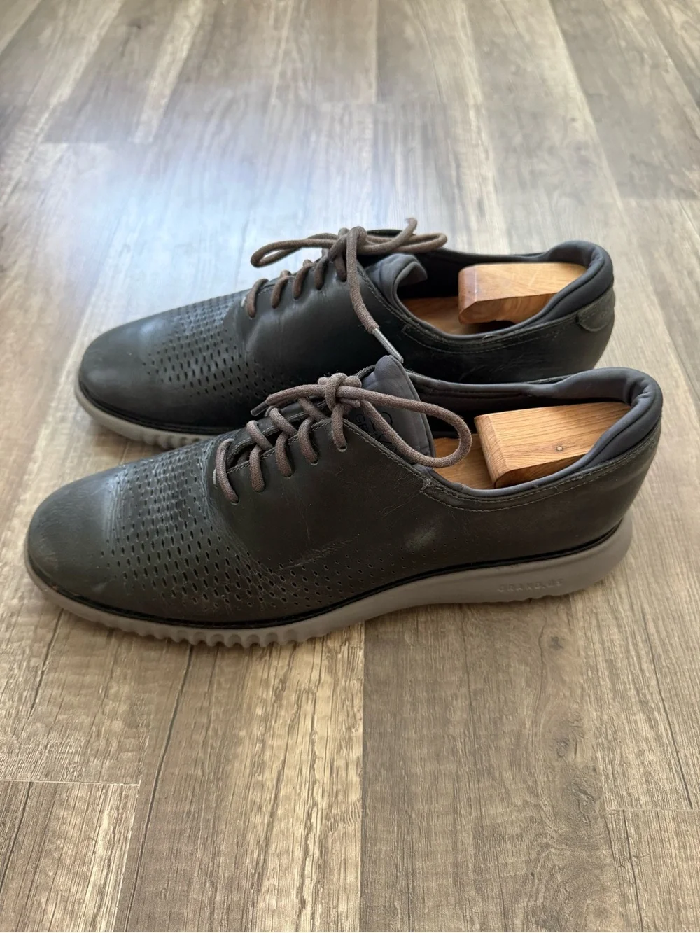 Cole Haan Black Perforated Leather Derby Sneakers